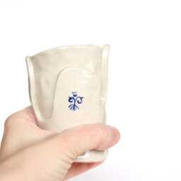 Handmade Ceramic Vase Sculptural Delft Blue Flower Decor - thumbnail 3