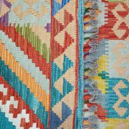 Multicolour Rug, Handmade Artisan Afghan Turkish Scandinavian Navajo Bohemian Flatweave Wool Kilim 148x99 cm - thumbnail 3