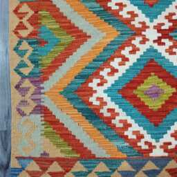 Multicolour Rug, Handmade Artisan Afghan Turkish Scandinavian Navajo Bohemian Flatweave Wool Kilim 148x99 cm - thumbnail 4