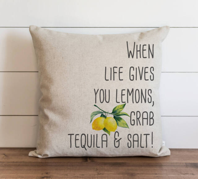 When Life Gives You Lemons Grab Tequila & Salt 20 X Pillow Cover // Summer Everyday Tropical Fruit Gift Accent - image 1