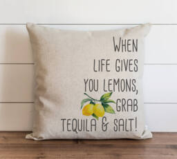 When Life Gives You Lemons Grab Tequila & Salt 20 X Pillow Cover // Summer Everyday Tropical Fruit Gift Accent - thumbnail 1