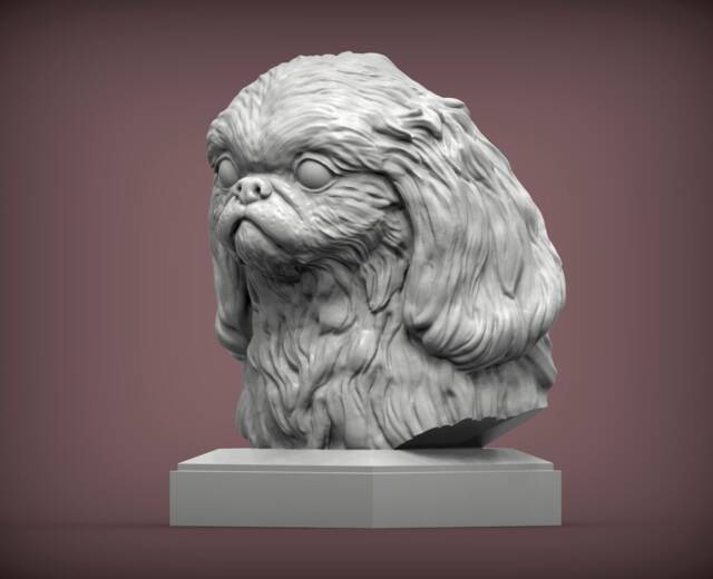 3D Printed Pekingese Bust Pet Memorial Dog Figurine - image 1