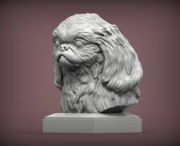 3D Printed Pekingese Bust Pet Memorial Dog Figurine