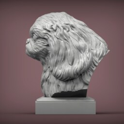 3D Printed Pekingese Bust Pet Memorial Dog Figurine - thumbnail 2