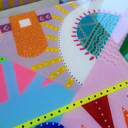 Pink Abstract Epoxy Resin Side Tables, Colorful Boho Art Tables - thumbnail 4