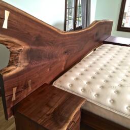 Natural Edge Walnut Bed Set With Solid Bronze Accents - thumbnail 4
