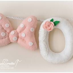 Baby Wall Art, Name Sign, Bows Nursery Decor, Felt Banner, Personalized Gift, Letters, Baby Shower, Garland - thumbnail 2