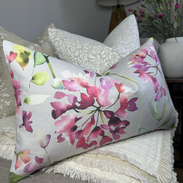 "Floral Cushion Cover, Scatter Floral Pillow Decorative Chair Lumbar Cover 12"" X 20" - image 1