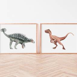 Watercolor Velociraptor Print Dinosaur Nursery Wall Art - thumbnail 2