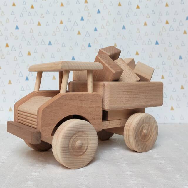 Wooden Truck With Blocks Pickup Toys Car Unimog Handmade Eco Natural Gift - image 1