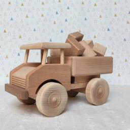 Wooden Truck With Blocks Pickup Toys Car Unimog Handmade Eco Natural Gift - thumbnail 1