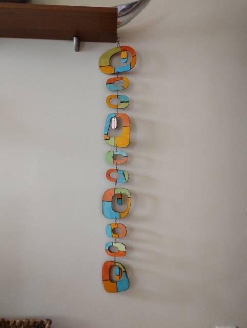Mid Century Modern Wood Wall Hanging Colorful Plywood Decor - image 1