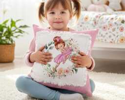 Personalised Dancing Ballerina Linen Cushion - Custom Name Gift For Girls, Dance Lovers, Bedroom Decor - thumbnail 1