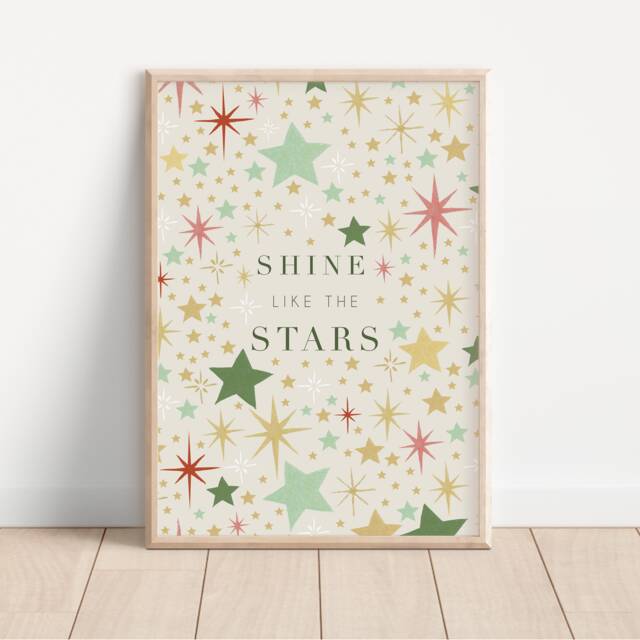 Starry Nursery Art Print Shine Like The Stars, Celestial Wall Decor - image 1