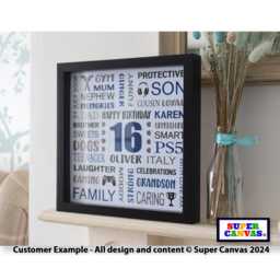 Happy 16Th Birthday Personalised Daughter Son Sister Brother Best Friend Grandson Granddaughter Handmade Framed Word Art Print Gift - thumbnail 1