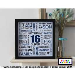 Happy 16Th Birthday Personalised Daughter Son Sister Brother Best Friend Grandson Granddaughter Handmade Framed Word Art Print Gift - thumbnail 3
