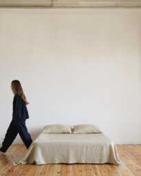Linen Flat Sheet- Sand Beige- 100% European Linen- Full Queen King- Oeko-Tex Certified- Softened Natural Bedding- Custom Sizes Available - thumbnail 1