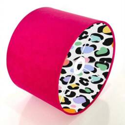 New Luxury Hq Double Sided Hot Pink Velvet & Rainbow Leopard Print Combination Drum Lamp Shade Pendant Light Multi Sizes - thumbnail 2