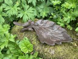 Small Cast Iron Bird On Acorn Leaf Birdbath/Feeder - thumbnail 1