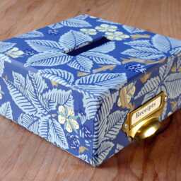 William Morris Bramble Navy Receipt Box Handmade Stationery Storage - thumbnail 2