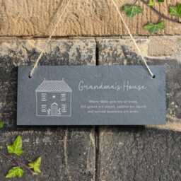 Grandma's House Sign, Personalised Wall Hanging Slate Plaque, Mother's Day Gift For Grandmas Bungalow Home Decor Nanna's Memories