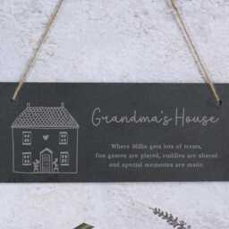 Grandma's House Sign, Personalised Wall Hanging Slate Plaque, Mother's Day Gift For Grandmas Bungalow Home Decor Nanna's Memories - thumbnail 3