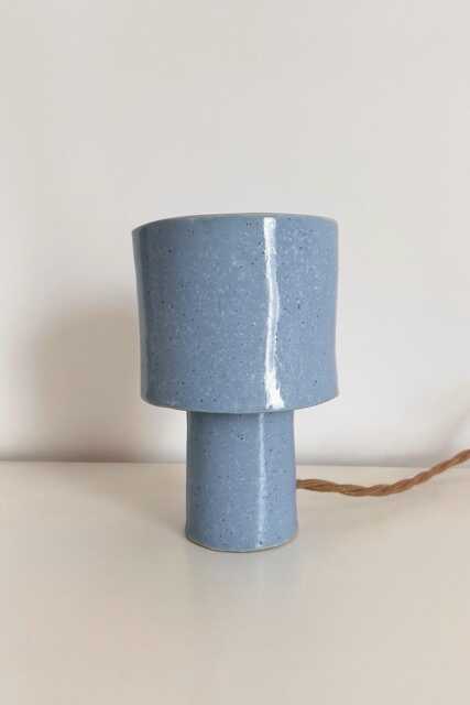 Modern Ceramic Table Lamp - Minimalist Blue Glazed Stoneware Lamp, Handmade Pottery Light For Bedroom Or Living Room - image 1