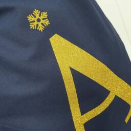 Personalised Navy Blue Santa Sack - 100% Cotton With Gold & Glitter Print Xmas Stocking - thumbnail 4