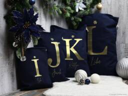 Personalised Navy Blue Santa Sack - 100% Cotton With Gold & Glitter Print Xmas Stocking