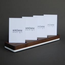 Walnut & Acrylic Business Card Holder - Vertical Display Stand - thumbnail 2