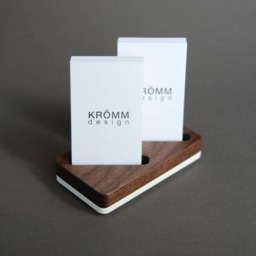 Walnut & Acrylic Business Card Holder - Vertical Display Stand - thumbnail 3
