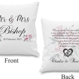 Wedding Cushion Cover Personalised Name Poem Any Text Or Photo Mr & Mrs Gift - thumbnail 2