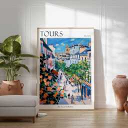 Tours France Travel Poster Loire River, French City Print - thumbnail 2