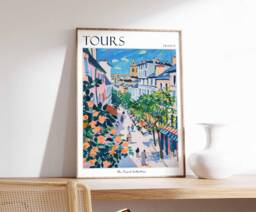 Tours France Travel Poster Loire River, French City Print - thumbnail 1