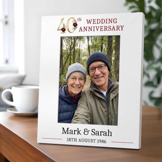 Personalised 40Th Wedding Anniversary Gifts - Ruby Photo Frame Gift - image 1