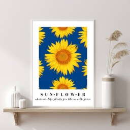 Floral Print, Wherever Life Plants You Bloom With Grace, Sunflower Poster, Positive Quote New Home Gift, Art, Decor - thumbnail 1