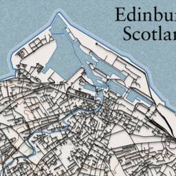 Edinburgh Topographic Contour Map With 3D Illusion - Scotland, United Kingdom Home Decor Wall Art City Poster - thumbnail 2
