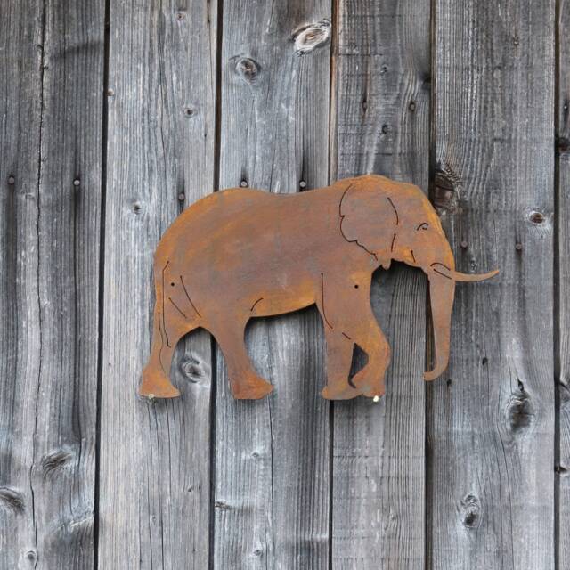Rusty Metal Elephant Wall Art, Outdoor Garden Decor - image 1