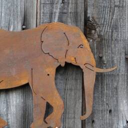 Rusty Metal Elephant Wall Art, Outdoor Garden Decor - thumbnail 2