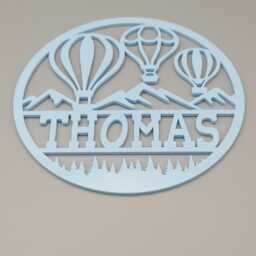 Personalised Hot Air Balloon Boys Bedroom Decor, Nursery Decor Name, Door Or Wall Hanger in Acrylic Wood - thumbnail 4
