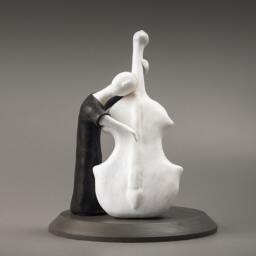 Statuette, Sculpture. Figure, Ceramic Statuette, Music, Musician, Black & White, Made To Order - thumbnail 2