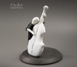 Statuette, Sculpture. Figure, Ceramic Statuette, Music, Musician, Black & White, Made To Order - thumbnail 1