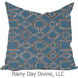 Outdoor Pillows Or Indoor Custom Cover - Slate Blue Raspberry Pink Violet Red White Contemporary Modern Geometric Coastal 18x18, 16x16 - thumbnail 3