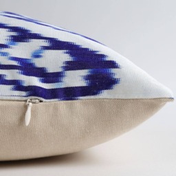 Silk Ikat Lumbar Pillow Hand-Loomed Uzbeki Cushion - 16x26 - thumbnail 3