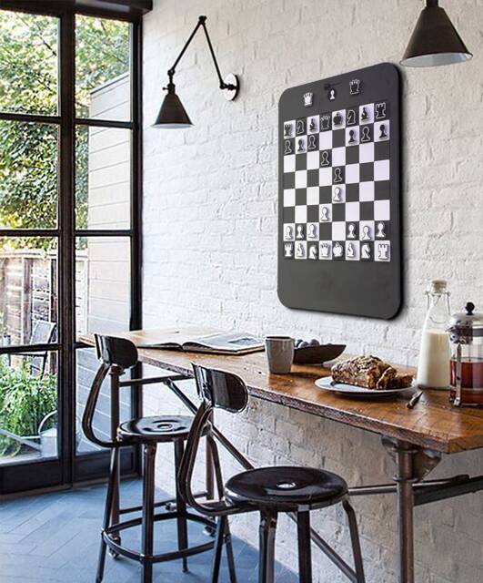 Metal Wall Chess Set Black & White Magnetic Game Decor - image 1