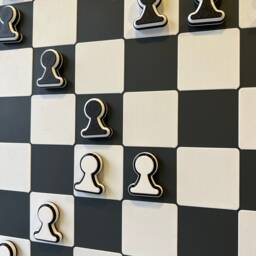 Metal Wall Chess Set Black & White Magnetic Game Decor - thumbnail 2