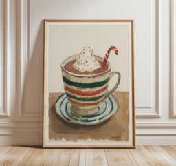 Hot Chocolate Wall Art, Watercolor Mug Illustration, Cozy Winter Kitchen Decor, Whipped Cream Print, Warm Drink Poster, Holiday Artwork - thumbnail 1