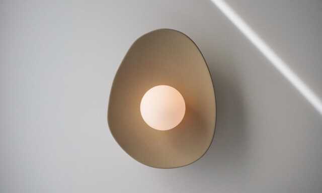 Beige Ceramic Wall Sconce - Handmade Clay Lamp - image 1