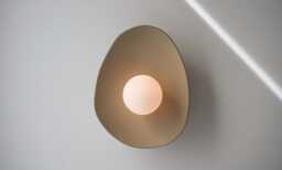 Beige Ceramic Wall Sconce - Handmade Clay Lamp - thumbnail 1