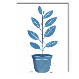 Minimalist Blue Potted Houseplant Botanical Illustration Scandinavian Style Canvas Wall Art Print Decor Picture Ready To Hang - thumbnail 1